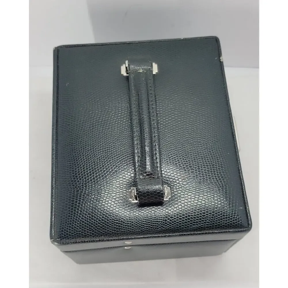 Dark Green Jewelry Box Mirror 2 Drawers Lock Key Carrying Case Organizer